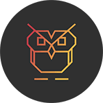 Logo de la chouette agence avec un arrière plan sombre